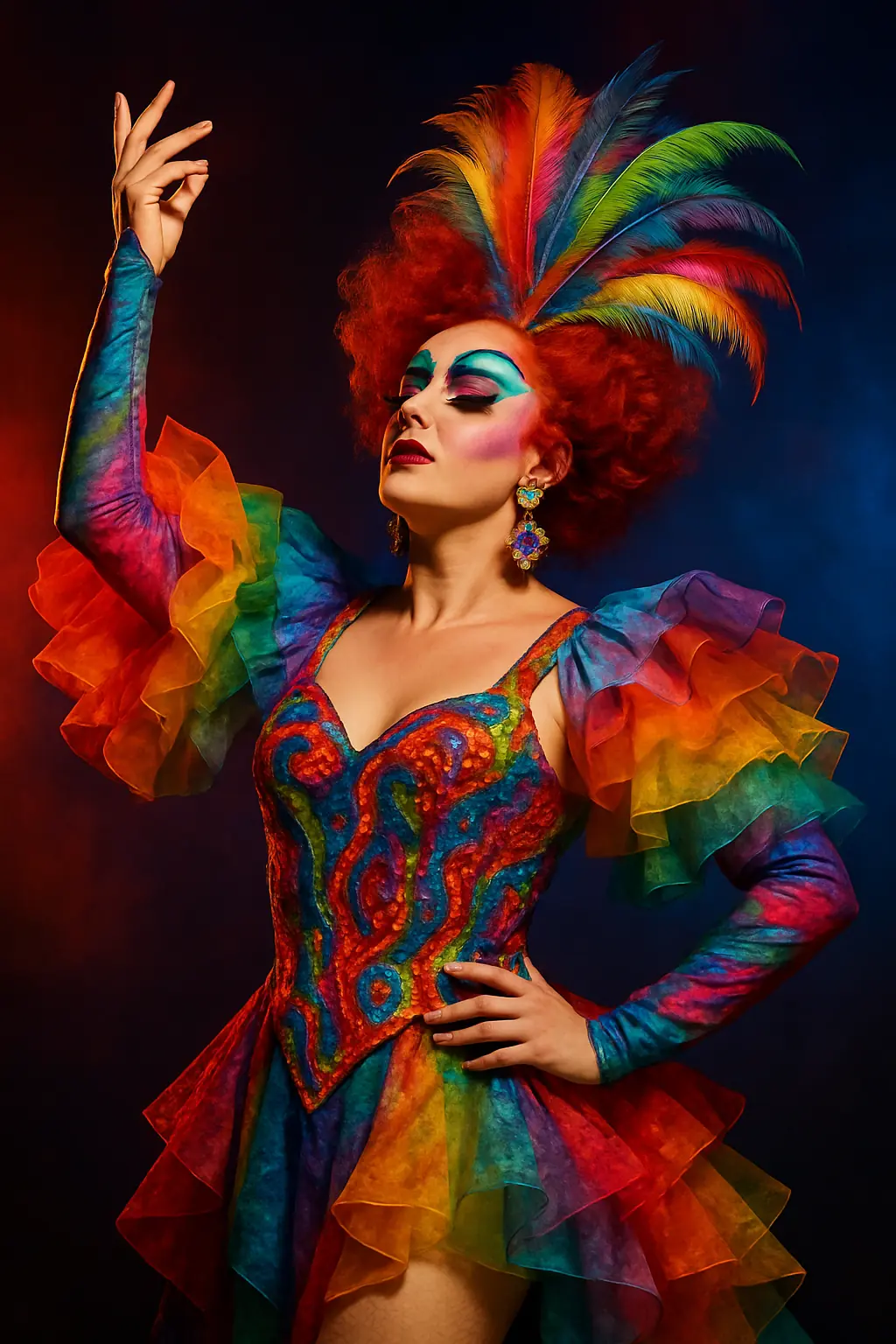 Drag performer in artistic pose