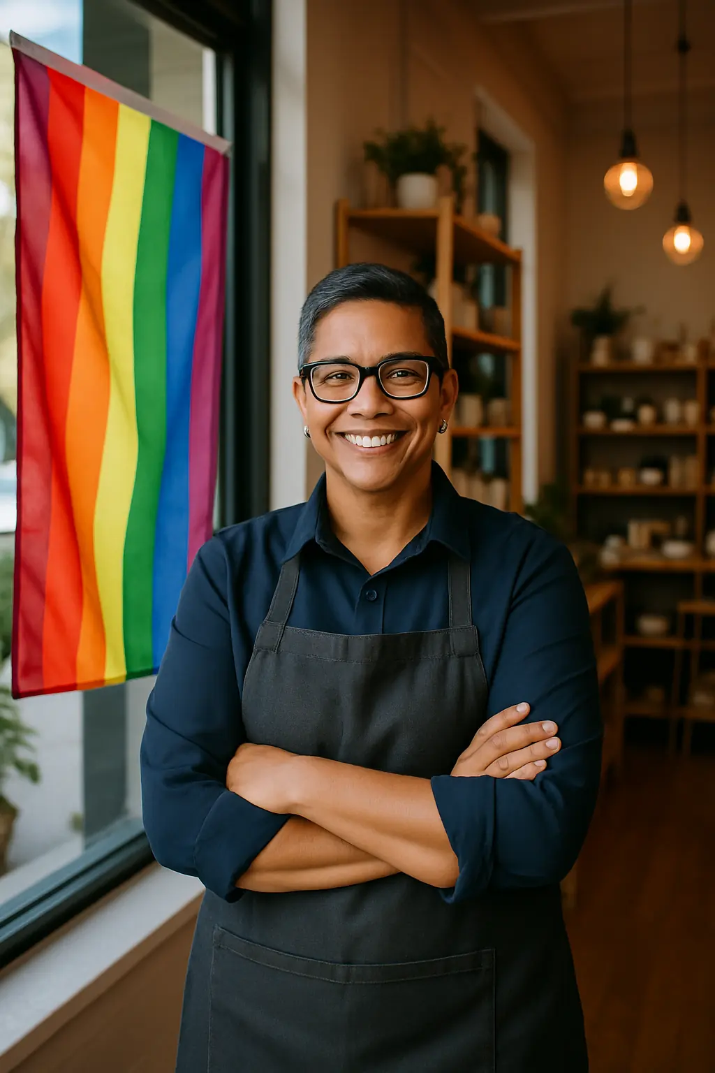 LGBT business owner in their shop
