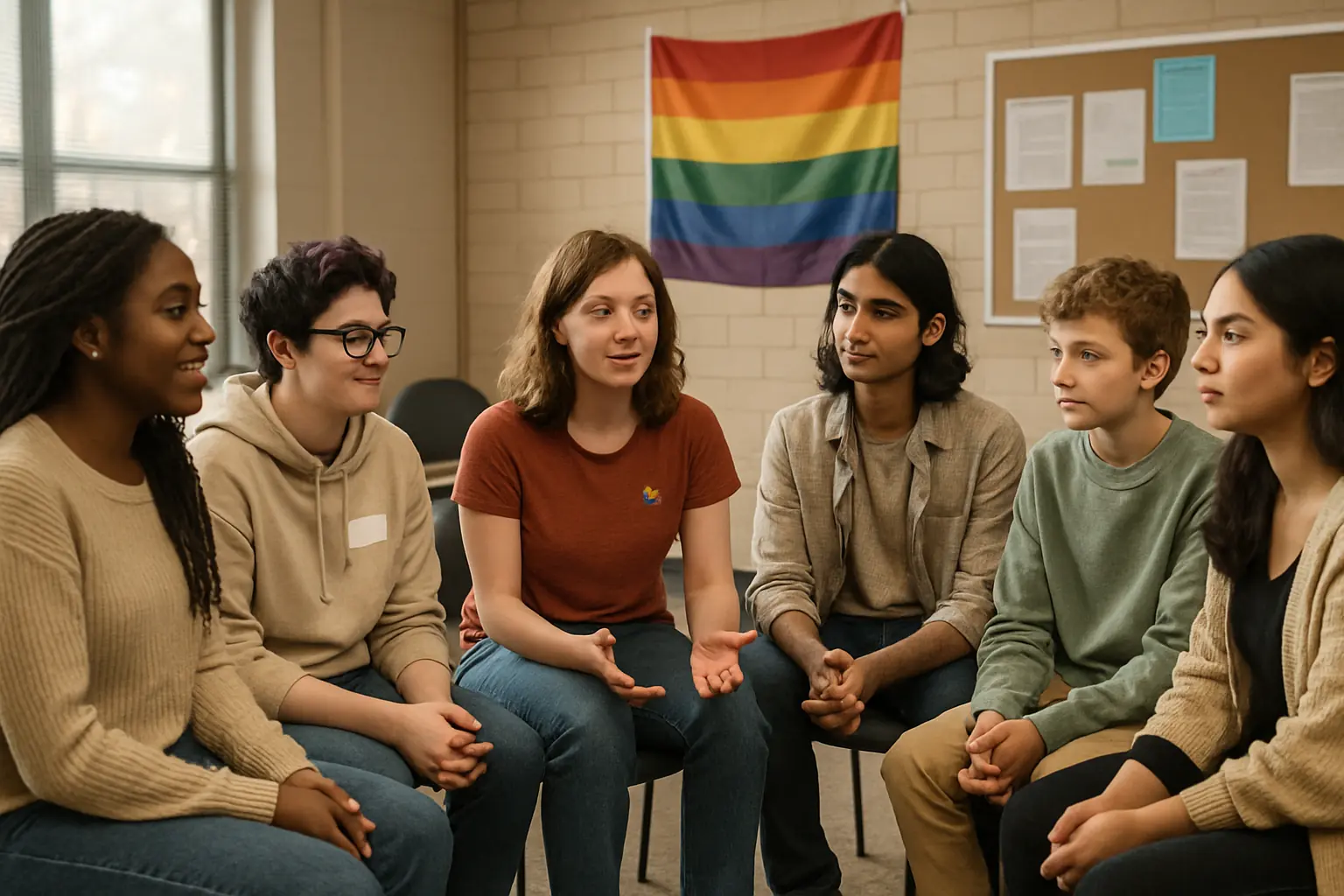 LGBT youth support group meeting